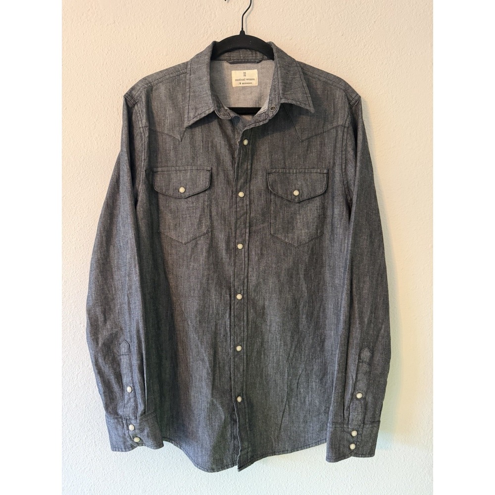 Mutual Weave‎ Shirt Men's Size Medium Chambray Rock Minimalist Gothic Grunge